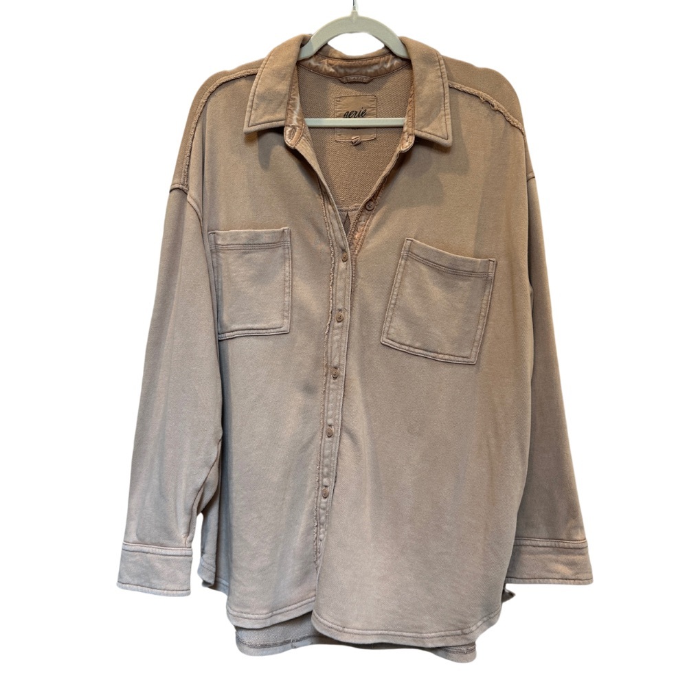 Aerie Lumberjane Fleece Shirt – Beach Dune – Size Large